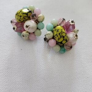 Vintage beaded clip earrings